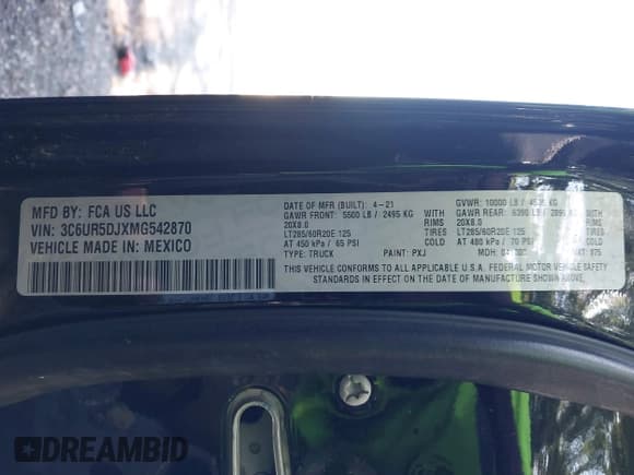 ✅ 2021 Ram 2500 Big Horn • VIN: 3C6UR5DJXMG542870 • Лот: 42776170. Опубликован ранее на IAAI с пробегом 110 192 миль. Бесплатный доступ к архиву аукционных продаж из США и подробный отчёт об истории автомобиля на DreamBid. Изображение 9.