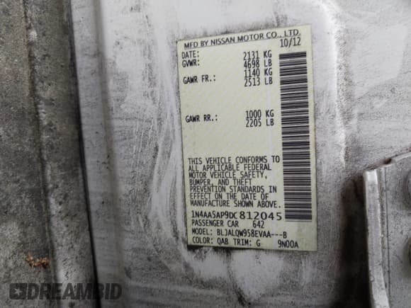 ✅ 2013 Nissan Maxima SV • VIN: 1N4AA5AP9DC812045 • Лот: 42360734. Опубликован ранее на IAAI с пробегом 153 663 миль. Бесплатный доступ к архиву аукционных продаж из США и подробный отчёт об истории автомобиля на DreamBid. Изображение 9.