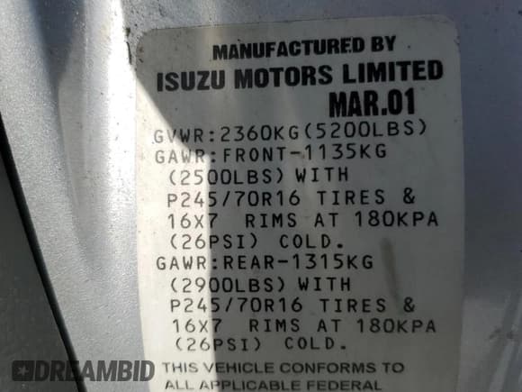 ✅ 2001 Honda Passport LX • VIN: 4S6DM58W314411742 • Lot: 64188505. Listed on Copart with 279,614 mi. Free auction sales archive from the USA and detailed vehicle history report at DreamBid. Image 13.