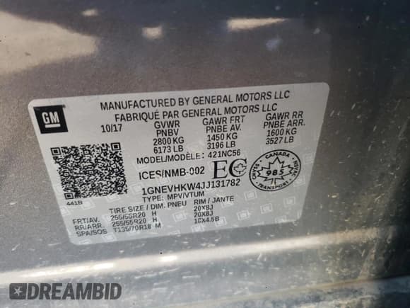 ✅ 2018 Chevrolet Traverse LT • VIN: 1GNEVHKW4JJ131782 • Lot: 46813984. Wystawiony na Copart z przebiegiem 94 668 mil. Bezpłatny archiwum sprzedaży aukcyjnych z USA i szczegółowy raport historii pojazdu na DreamBid. Zdjęcie 13.