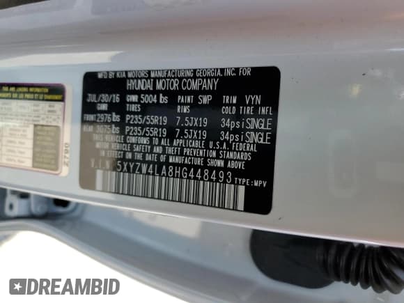 ✅ 2017 Hyundai Santa Fe Ultimate • VIN: 5XYZW4LA8HG448493 • Лот: 48143503. Опубликован ранее на Copart с пробегом 88 780 миль. Бесплатный доступ к архиву аукционных продаж из США и подробный отчёт об истории автомобиля на DreamBid. Изображение 13.