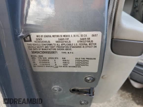 2008 Chevrolet HHR LT с VIN 3GNDA23D68S520871, выставлен на аукционе Copart как лот 81430414 с пробегом 142 540 миль миль и Списание • Salvage title. История ставок и продаж доступна на DreamBid. Изображение 15.