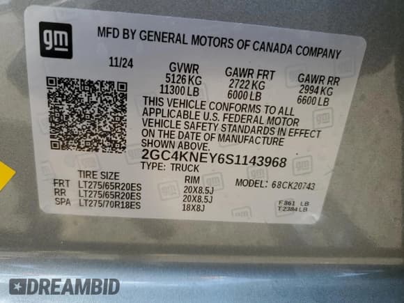 ✅ 2025 Chevrolet Silverado 2500HD LT • VIN: 2GC4KNEY6S1143968 • Lot: 69781745. Wystawiony na Copart z przebiegiem 20 570 mil. Bezpłatny archiwum sprzedaży aukcyjnych z USA i szczegółowy raport historii pojazdu na DreamBid. Zdjęcie 13.