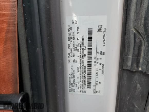 ✅ 2022 Ford Transit Cargo • VIN: 1FTBR1X85NKA58035 • Lot: 55454515. Listed on Copart with 90,769 mi. Free auction sales archive from the USA and detailed vehicle history report at DreamBid. Image 13.