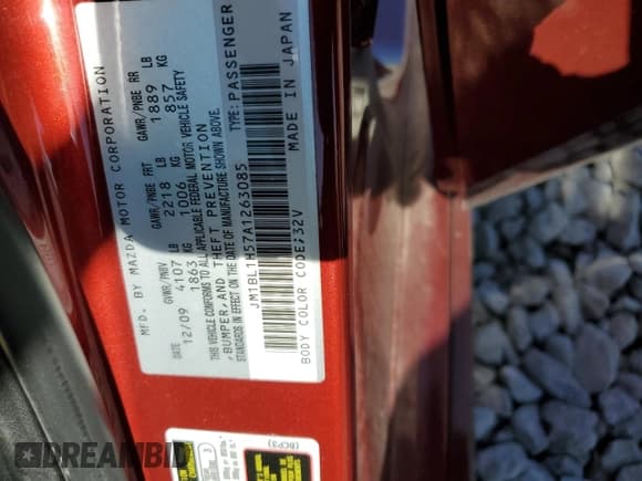 ✅ 2010 Mazda 3 S Sport • VIN: JM1BL1H57A1263085 • Lot: 85920635. Listed on Copart with 189,318 mi. Free auction sales archive from the USA and detailed vehicle history report at DreamBid. Image 12.