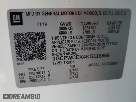 ✅ 2019 Chevrolet Silverado 1500 LT • VIN: 3GCPWCEK4KG118866 • Lot: 68912755. Wystawiony na Copart z przebiegiem 147 799 mil. Bezpłatny archiwum sprzedaży aukcyjnych z USA i szczegółowy raport historii pojazdu na DreamBid. Zdjęcie 12.