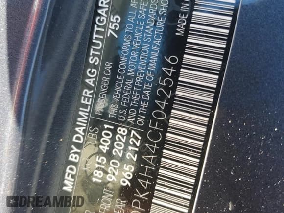 ✅ 2012 Mercedes-Benz SLK 250 • VIN: WDDPK4HA4CF042546 • Lot: 91005945. Listed on Copart with 125,329 mi. Free auction sales archive from the USA and detailed vehicle history report at DreamBid. Image 12.