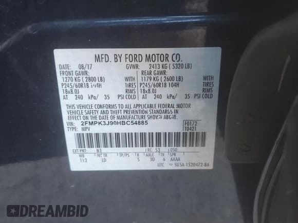 ✅ 2017 Ford Edge SEL • VIN: 2FMPK3J90HBC54885 • Lot: 91432005. Wystawiony na Copart z przebiegiem Nie podano. Bezpłatny archiwum sprzedaży aukcyjnych z USA i szczegółowy raport historii pojazdu na DreamBid. Zdjęcie 14.