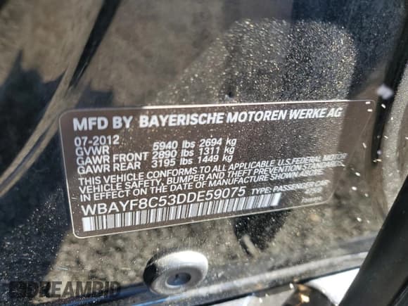 ✅ 2013 BMW 7 Series 750Li xDrive • VIN: WBAYF8C53DDE59075 • Lot: 69854475. Wystawiony na Copart z przebiegiem Nie podano. Bezpłatny archiwum sprzedaży aukcyjnych z USA i szczegółowy raport historii pojazdu na DreamBid. Zdjęcie 12.