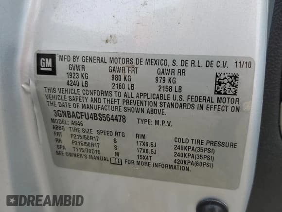 ✅ 2011 Chevrolet HHR 2LT • VIN: 3GNBACFU4BS564478 • Lot: 52768375. Listed on Copart with 113,670 mi. Free auction sales archive from the USA and detailed vehicle history report at DreamBid. Image 16.