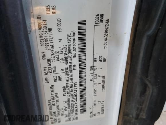 ✅ 2018 Ford Transit Passenger XL • VIN: 1FBZX2YGXJKA96195 • Лот: 43571525. Опубликован ранее на Copart с пробегом 133 661 миль. Бесплатный доступ к архиву аукционных продаж из США и подробный отчёт об истории автомобиля на DreamBid. Изображение 13.