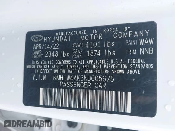 ✅ 2022 Hyundai Elantra • VIN: KMHLW4AK3NU005675 • Лот: 39829654. Опубликован ранее на IAAI с пробегом 26 630 миль. Бесплатный доступ к архиву аукционных продаж из США и подробный отчёт об истории автомобиля на DreamBid. Изображение 9.