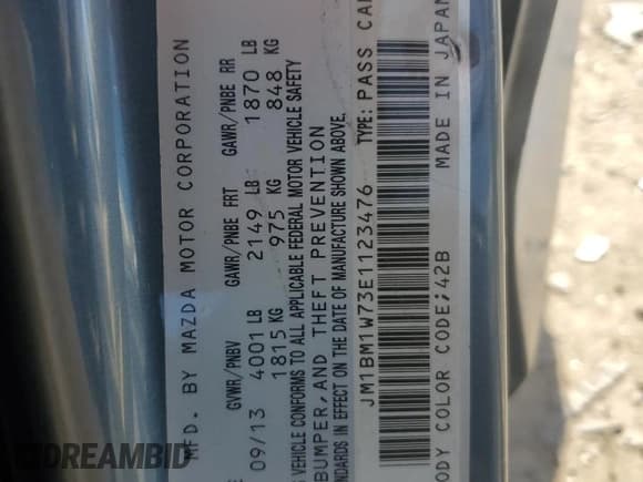 ✅ 2014 Mazda 3 i Grand Touring • VIN: JM1BM1W73E1123476 • Лот: 86867325. Опубликован ранее на Copart с пробегом 142 600 миль. Бесплатный доступ к архиву аукционных продаж из США и подробный отчёт об истории автомобиля на DreamBid. Изображение 12.