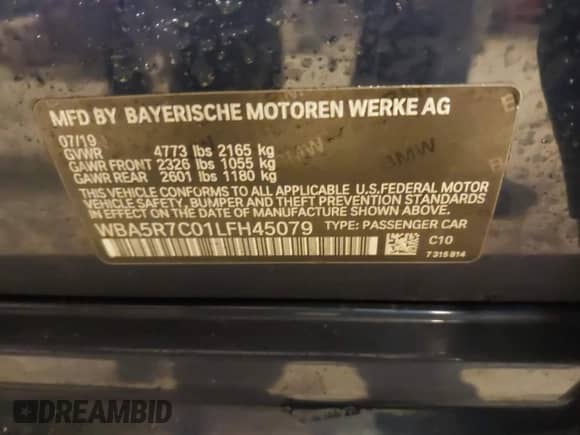 2020 BMW 3 Series 330i xDrive с VIN WBA5R7C01LFH45079, выставлен на аукционе IAAI как лот 41547337 с пробегом 67 621 миль миль и . История ставок и продаж доступна на DreamBid. Изображение 9.