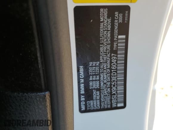 ✅ 2014 BMW M6 • VIN: WBSLX9C53ED160497 • Lot: 62826444. Wystawiony na Copart z przebiegiem 55 639 mil. Bezpłatny archiwum sprzedaży aukcyjnych z USA i szczegółowy raport historii pojazdu na DreamBid. Zdjęcie 12.