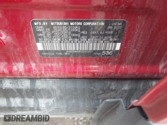 ✅ 2022 Mitsubishi Eclipse Cross SE • VIN: JA4ATWAA8NZ000931 • Lot: 42278344. Wystawiony na IAAI z przebiegiem 90 883 mil. Bezpłatny archiwum sprzedaży aukcyjnych z USA i szczegółowy raport historii pojazdu na DreamBid. Zdjęcie 9.