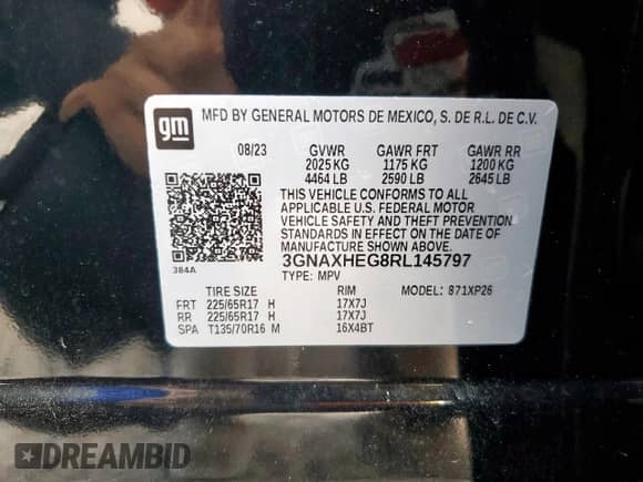 2024 Chevrolet Equinox LS with VIN 3GNAXHEG8RL145797, listed as a Copart auction lot 64265655 with 34,841 mi miles and Salvage title. Bid and sale history available at DreamBid. Image 13.