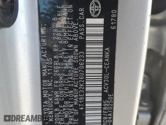 ✅ 2006 Toyota Camry LE • VIN: 4T1BE32K26U706233 • Lot: 93258565. Listed on Copart with 243,075 mi. Free auction sales archive from the USA and detailed vehicle history report at DreamBid. Image 13.