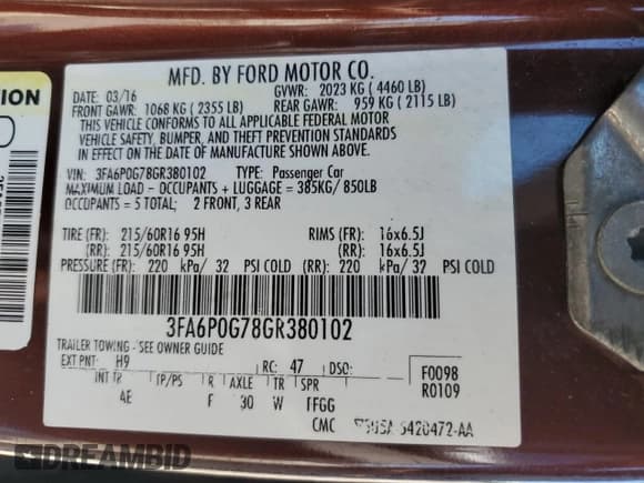 ✅ 2016 Ford Fusion S • VIN: 3FA6P0G78GR380102 • Lot: 70866245. Wystawiony na Copart z przebiegiem 89 376 mil. Bezpłatny archiwum sprzedaży aukcyjnych z USA i szczegółowy raport historii pojazdu na DreamBid. Zdjęcie 13.