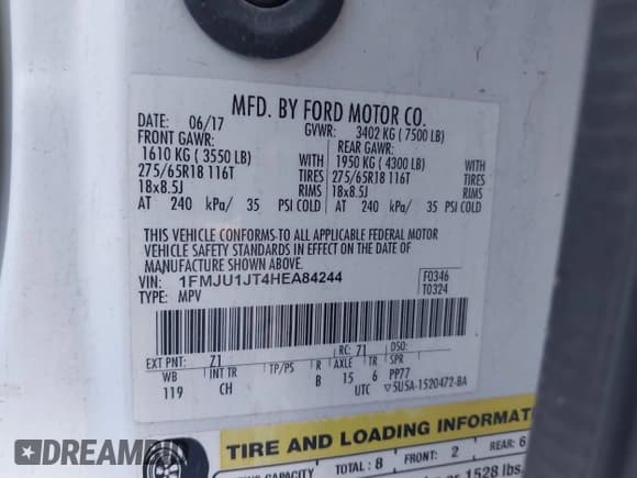 ✅ 2017 Ford Expedition XLT • VIN: 1FMJU1JT4HEA84244 • Лот: 43424506. Опубликован ранее на IAAI с пробегом 197 957 миль. Бесплатный доступ к архиву аукционных продаж из США и подробный отчёт об истории автомобиля на DreamBid. Изображение 9.