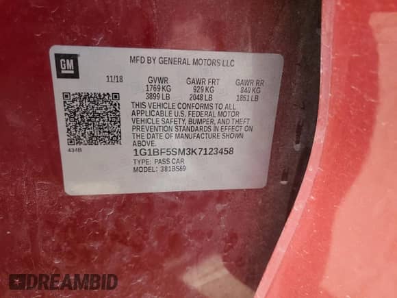 ✅ 2019 Chevrolet Cruze Premier • VIN: 1G1BF5SM3K7123458 • Lot: 52916845. Wystawiony na Copart z przebiegiem 96 980 mil mil. Skorzystaj z bezpłatnego archiwum sprzedaży aukcyjnych z USA i zobacz szczegółowy raport historii pojazdu na DreamBid. Zdjęcie 12.