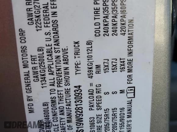 ✅ 2002 Chevrolet S-10 LS • VIN: 1GCCS19W928130934 • Лот: 41558485. Опубликован ранее на Copart с пробегом 113 817 миль. Бесплатный доступ к архиву аукционных продаж из США и подробный отчёт об истории автомобиля на DreamBid. Изображение 12.