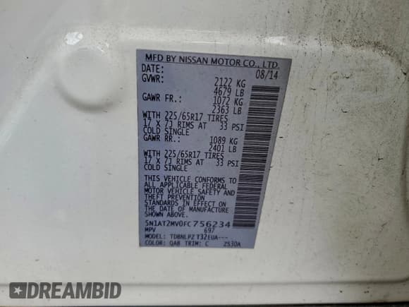 ✅ 2015 Nissan Rogue SL • VIN: 5N1AT2MV0FC756234 • Лот: 95025735. Опубликован ранее на Copart с пробегом 159 306 миль. Бесплатный доступ к архиву аукционных продаж из США и подробный отчёт об истории автомобиля на DreamBid. Изображение 13.