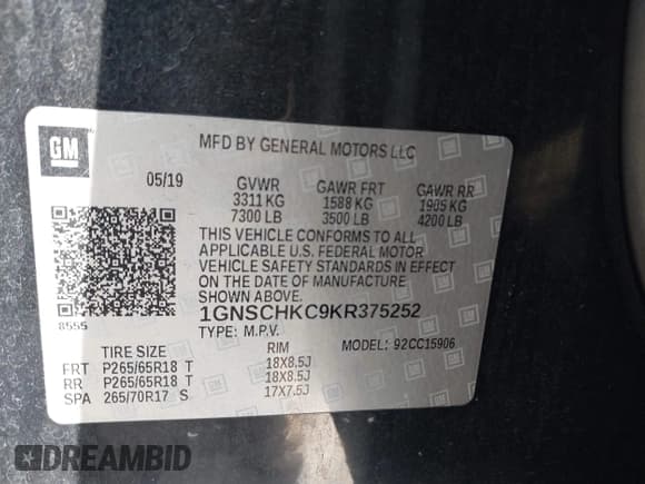 ✅ 2019 Chevrolet Suburban LT • VIN: 1GNSCHKC9KR375252 • Lot: 43286862. Wystawiony na IAAI z przebiegiem 214 493 mil. Bezpłatny archiwum sprzedaży aukcyjnych z USA i szczegółowy raport historii pojazdu na DreamBid. Zdjęcie 9.