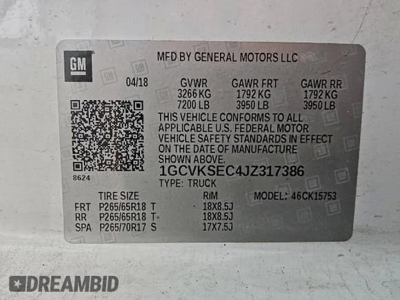 ✅ 2018 Chevrolet Silverado 1500 LTZ • VIN: 1GCVKSEC4JZ317386 • Lot: 93752595. Wystawiony na Copart z przebiegiem 58 004 mil. Bezpłatny archiwum sprzedaży aukcyjnych z USA i szczegółowy raport historii pojazdu na DreamBid. Zdjęcie 12.