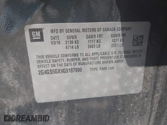 ✅ 2016 Buick Regal Premium II • VIN: 2G4GS5GX9G9187999 • Лот: 42556489. Опубликован ранее на IAAI с пробегом 35 204 миль. Бесплатный доступ к архиву аукционных продаж из США и подробный отчёт об истории автомобиля на DreamBid. Изображение 9.