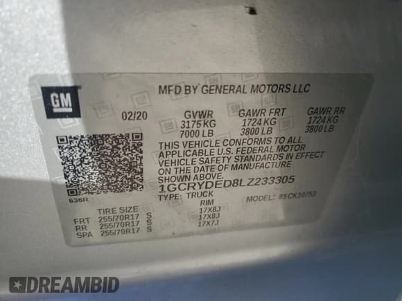 ✅ 2020 Chevrolet Silverado 1500 LT • VIN: 1GCRYDED8LZ233305 • Lot: 77558584. Wystawiony na Copart z przebiegiem 74 798 mil. Bezpłatny archiwum sprzedaży aukcyjnych z USA i szczegółowy raport historii pojazdu na DreamBid. Zdjęcie 12.