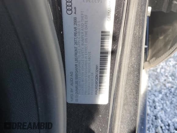 ✅ 2013 Audi S7 Prestige • VIN: WAUW2AFC8DN132991 • Лот: 50159955. Опубликован ранее на Copart с пробегом 140 507 миль. Бесплатный доступ к архиву аукционных продаж из США и подробный отчёт об истории автомобиля на DreamBid. Изображение 12.