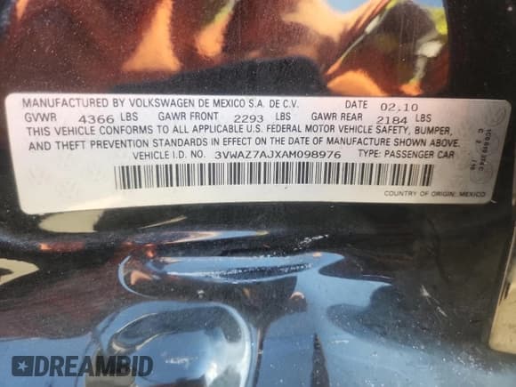 ✅ 2010 Volkswagen Jetta Limited Edition • VIN: 3VWAZ7AJXAM098976 • Lot: 80211895. Listed on Copart with 136,909 mi. Free auction sales archive from the USA and detailed vehicle history report at DreamBid. Image 12.