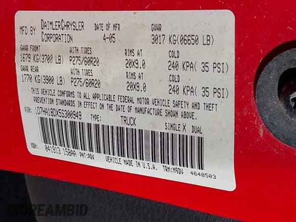 ✅ 2005 Dodge 1500 SLT • VIN: 1D7HA18DX5S300949 • Lot: 43702693. Wystawiony na IAAI z przebiegiem 257 785 mil. Bezpłatny archiwum sprzedaży aukcyjnych z USA i szczegółowy raport historii pojazdu na DreamBid. Zdjęcie 9.