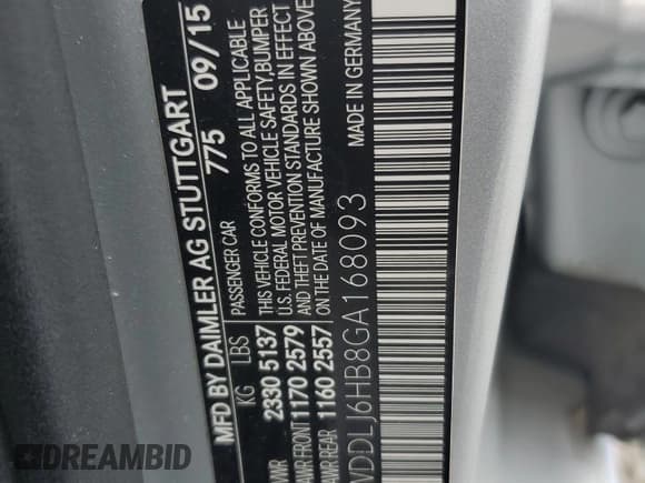 ✅ 2016 Mercedes-Benz CLS 400 • VIN: WDDLJ6HB8GA168093 • Lot: 65389465. Listed on Copart with 80,485 mi. Free auction sales archive from the USA and detailed vehicle history report at DreamBid. Image 13.