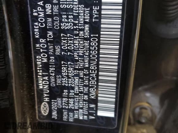 ✅ 2022 Hyundai Tucson Preferred • VIN: KM8JBCAE8NU065801 • Lot: 80058554. Wystawiony na Copart z przebiegiem 95 154 mil. Bezpłatny archiwum sprzedaży aukcyjnych z USA i szczegółowy raport historii pojazdu na DreamBid. Zdjęcie 12.