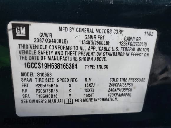 ✅ 2003 Chevrolet S-10 • VIN: 1GCCS19H638165384 • Лот: 41543313. Опубликован ранее на IAAI с пробегом 117 386 миль. Бесплатный доступ к архиву аукционных продаж из США и подробный отчёт об истории автомобиля на DreamBid. Изображение 9.