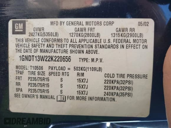✅ 2002 Chevrolet Blazer LS • VIN: 1GNDT13W22K220656 • Lot: 41736429. Wystawiony na IAAI z przebiegiem Nie podano. Bezpłatny archiwum sprzedaży aukcyjnych z USA i szczegółowy raport historii pojazdu na DreamBid. Zdjęcie 9.