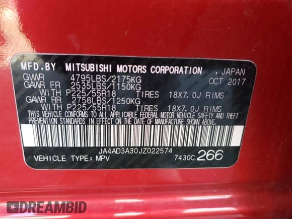 2018 Mitsubishi Outlander SE with VIN JA4AD3A30JZ022574, listed as a Copart auction lot 90856345 with 78,609 mi miles and Salvage title. Bid and sale history available at DreamBid. Image 13.