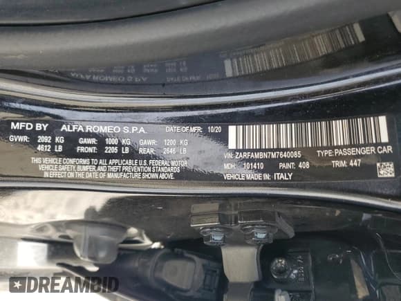 ✅ 2021 Alfa Romeo Giulia Ti • VIN: ZARFAMBN7M7640085 • Lot: 76391074. Wystawiony na Copart z przebiegiem 27 095 mil. Bezpłatny archiwum sprzedaży aukcyjnych z USA i szczegółowy raport historii pojazdu na DreamBid. Zdjęcie 12.