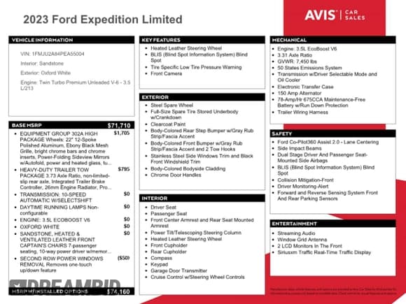 ✅ 2023 Ford Expedition Limited • VIN: 1FMJU2A84PEA55004 • Lot: 54223595. Listed on Copart with 43,201 mi. Free auction sales archive from the USA and detailed vehicle history report at DreamBid. Image 13.