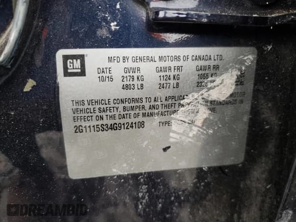 ✅ 2016 Chevrolet Impala LT • VIN: 2G1115S34G9124108 • Лот: 79271884. Опубликован ранее на Copart с пробегом Не указан. Бесплатный доступ к архиву аукционных продаж из США и подробный отчёт об истории автомобиля на DreamBid. Изображение 13.