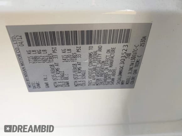 ✅ 2013 Infiniti JX35 • VIN: 5N1AL0MMXDC303523 • Лот: 43651220. Опубликован ранее на IAAI с пробегом 135 421 миль. Бесплатный доступ к архиву аукционных продаж из США и подробный отчёт об истории автомобиля на DreamBid. Изображение 9.