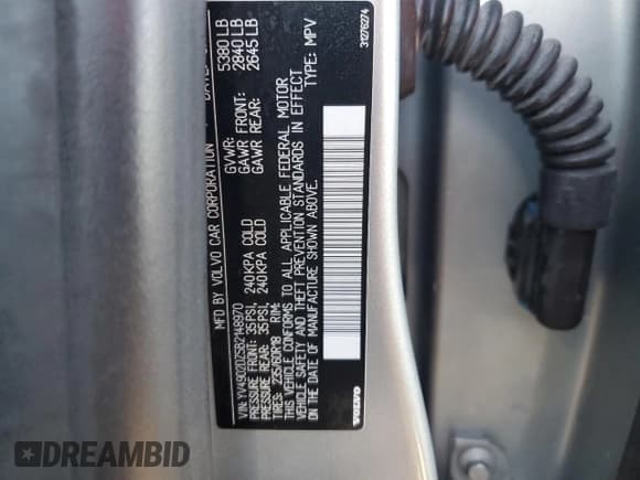 ✅ 2011 Volvo XC60 3.0T • VIN: YV4902DZ5B2148970 • Lot: 87438155. Listed on Copart with 108,426 mi. Free auction sales archive from the USA and detailed vehicle history report at DreamBid. Image 13.