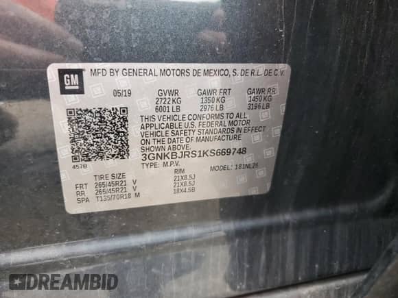 2019 Chevrolet Blazer RS z VIN 3GNKBJRS1KS669748, wystawiony jako Copart lot #82110095 z przebiegiem 120 996 mil mil oraz Szkoda całkowita • Salvage title. Historia ofert i sprzedaży dostępna na DreamBid. Obrazek 12.