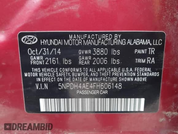 2015 Hyundai Elantra SE с VIN 5NPDH4AE4FH606148, выставлен на аукционе IAAI как лот 43553112 с пробегом 141 357 миль миль и . История ставок и продаж доступна на DreamBid. Изображение 9.