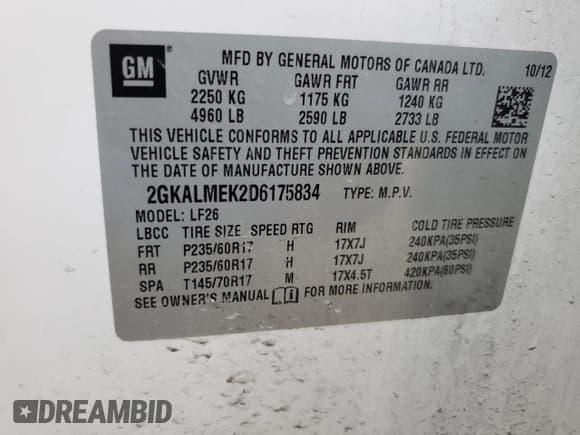 ✅ 2013 GMC Terrain SLE • VIN: 2GKALMEK2D6175834 • Лот: 50244795. Опубликован ранее на Copart с пробегом 139 400 миль. Бесплатный доступ к архиву аукционных продаж из США и подробный отчёт об истории автомобиля на DreamBid. Изображение 13.