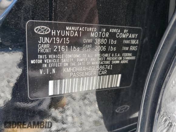 2016 Hyundai Elantra Sport with VIN KMHDH4AH4GU586741, listed as a Copart auction lot 46791715 with 148,990 mi miles and Non repairable. Bid and sale history available at DreamBid. Image 13.