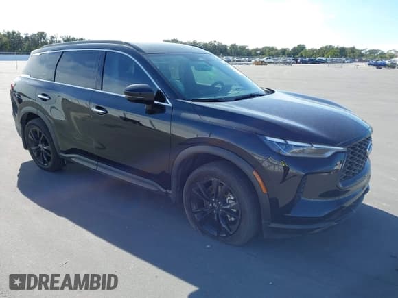 ✅ 2025 Infiniti QX60 Luxe • VIN: 5N1AL1FR8SC345359 • Lot: 43684126. Listed on IAAI with 26,999 mi. Free auction sales archive from the USA and detailed vehicle history report at DreamBid. Image 1.