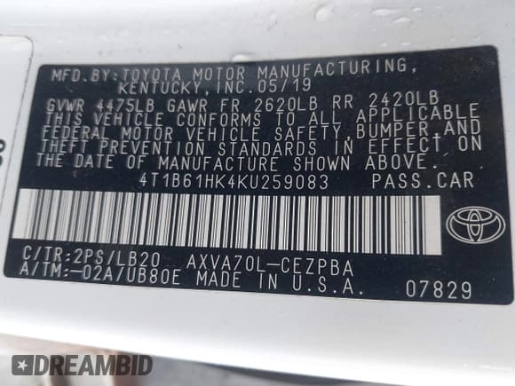 ✅ 2019 Toyota Camry XSE • VIN: 4T1B61HK4KU259083 • Lot: 43339195. Wystawiony na IAAI z przebiegiem 57 181 mil. Bezpłatny archiwum sprzedaży aukcyjnych z USA i szczegółowy raport historii pojazdu na DreamBid. Zdjęcie 9.